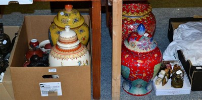 Lot 1116 - Quantity of twentieth century decorative items including porcelain jars and covers, Yixing...