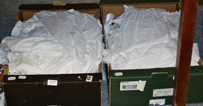 Lot 1117 - Assorted 19th century and later baby night gowns, robes, under dresses etc (two boxes)