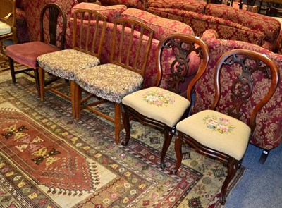 Lot 1182 - Two pairs of 19th century mahogany chairs and another occasional chair (5)