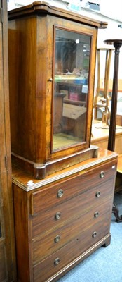 Lot 1218 - A mahogany four height chest of drawers and a Victorian inlaid walnut music cabinet (lacking...