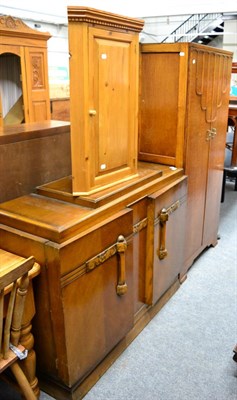 Lot 1230 - A 1920s camphor wood lined oak wardrobe and a 1920s oak Beautility canteen/sideboard with fully...