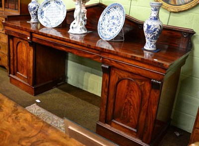 Lot 1271 - An impressive 19th century mahogany twin pedestal sideboard, arched pediment back, moulded...