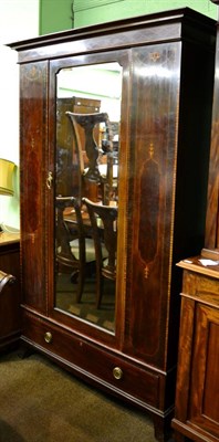 Lot 1284 - An Edwardian inlaid mahogany mirror fronted wardrobe