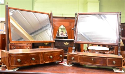 Lot 1302 - Two inlaid mahogany toilet mirrors