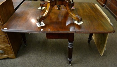 Lot 1311 - A William IV mahogany Pembroke drop leaf table, on fluted supports