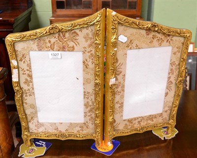 Lot 1327 - A gilt gesso framed silk work two fold table frame