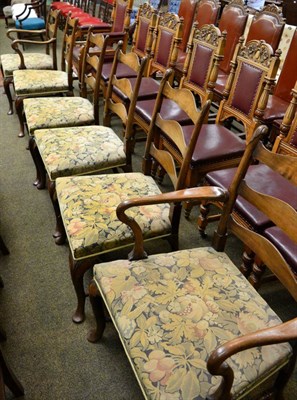 Lot 1334 - A set of six mahogany dining chairs including two carvers, in 18th century style