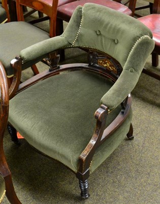 Lot 1343 - An Edwardian rosewood framed occasional chair with green upholstery