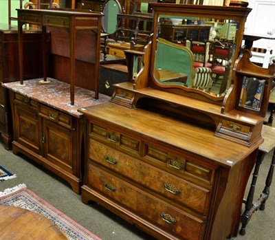 Lot 1355 - An early 20th century burr walnut two piece bedroom suite comprising a mirrored dressing table...