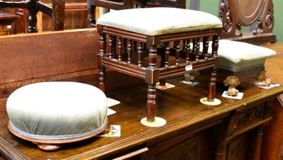 Lot 1377 - A Victorian mahogany footstool, bearing paper label for J Kendell & Co, Leeds and with...