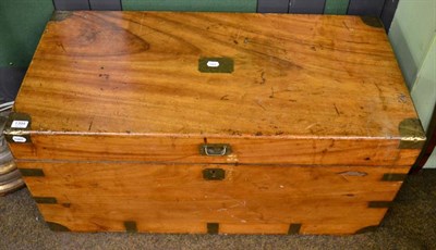 Lot 1394 - A lead lined brass mounted teak silver chest