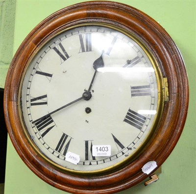 Lot 1403 - A wall timepiece, circa 1930 with single fusee movement, some damage; by repute from Lytham station