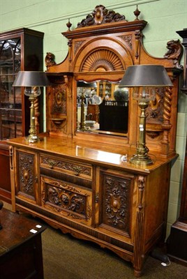 Lot 1407 - An impressive late Victorian oak mirror backed sideboard