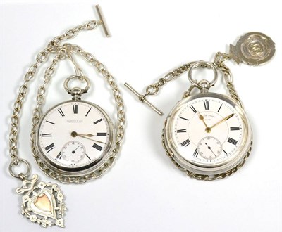 Lot 90 - Two silver open faced pocket watches, signed Harrison & Son, Darlington and Harris, Stone,...
