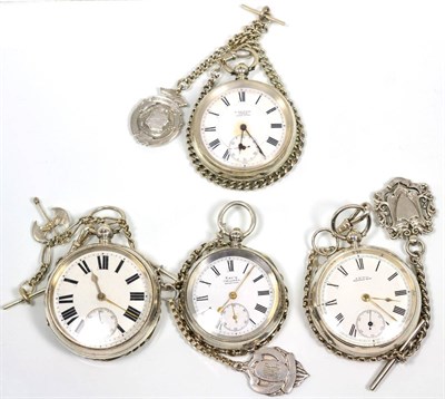 Lot 107 - Four open faced pocket watches, signed Waltham, Mass, S.Wolfson, Leeds, Kay's Triumph, and one...