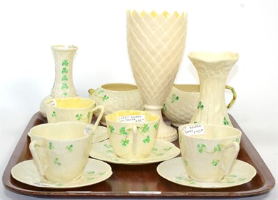 Lot 133 - ~ Belleek cups and saucers and other pieces (9)