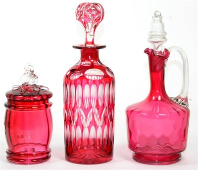 Lot 137 - ~ Three pieces of Cranberry glass