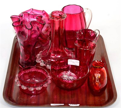 Lot 141 - ~ A group of Cranberry glass