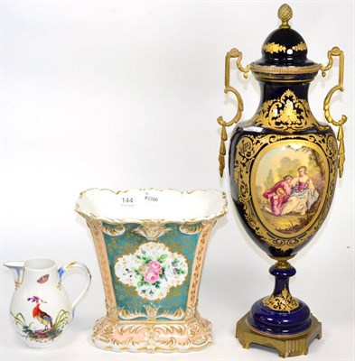 Lot 144 - ~ An 19th century Sevres style vase, a Jacob Petit vase and a Meissen jug