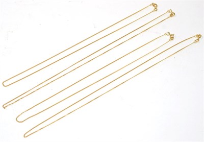 Lot 172 - Four 18 carat gold trace chain necklaces, two of 40.5cm and two of 46cm