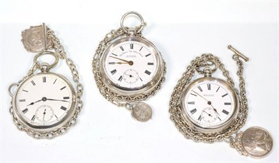 Lot 179 - Three open faced pocket watches, signed Waltham, Kendal & Dent and H.Samuel, Manchester, one...