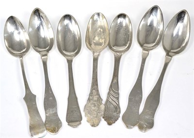 Lot 185 - ~ A group of Continental silver table spoons, comprising: 4 assorted German examples, all Nurnberg