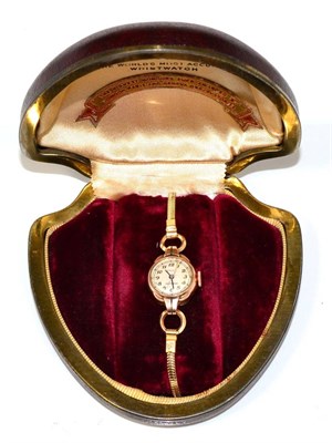 Lot 190 - A lady's gold plated wristwatch bearing name Rolex, in leather box with original Rolex label