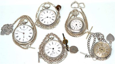 Lot 195 - Five lady's fob watches, one signed B Kimpton, Eltham, case with a silver London hallmark 1878, the