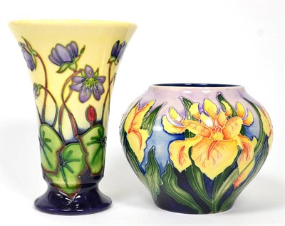 Lot 227 - A Moorcroft Hepatica pattern vase, 15.5cm together with a Moorcroft Windrush vase, 11cm (2)