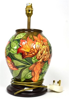 Lot 230 - A Moorcroft pottery Flame of the Forest table lamp by Philip Gibson