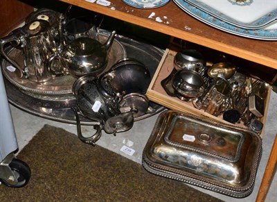 Lot 238 - A good collection of silver plate including a large twin handled oval tray, teawares, flatware, etc