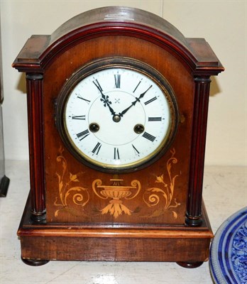 Lot 243 - Edwardian mahogany inlaid striking mantel clock