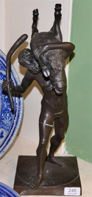 Lot 245 - ~ A bronze group of Hercules and the Erymanthian boar, 43cm high