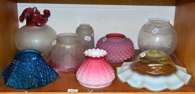 Lot 252 - ~ Assorted glass oil lamp shades (8)