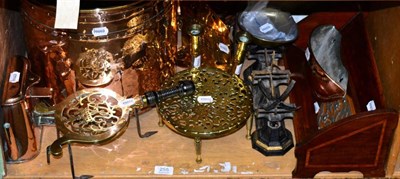 Lot 255 - Assorted copper, brass and small furniture items