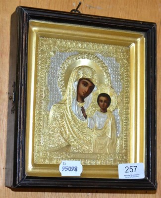 Lot 257 - Gilt icon in display case