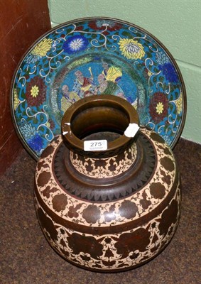 Lot 275 - A 20th century cloisonne charger and a cloisonne vase