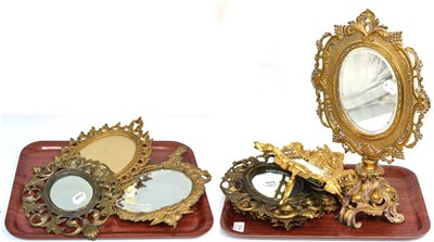 Lot 314 - ~ A brass dressing mirror and other mirrors and frames (8)