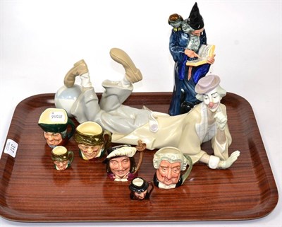 Lot 317 - A Lladro model of a clown; together with a Royal Doulton wizard; and various miniature...