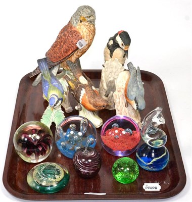 Lot 319 - Quantity of Caithness and other paperweights; together with five Goebel models of birds