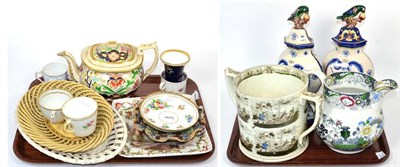 Lot 327 - Two trays of English and Continental ceramics including an oversized loving cup, a pair of...