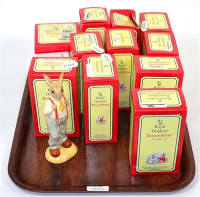 Lot 336 - Twelve Royal Doulton Bunnykins figures (eleven boxed and one Royal Albert Beatrix Potter figure)