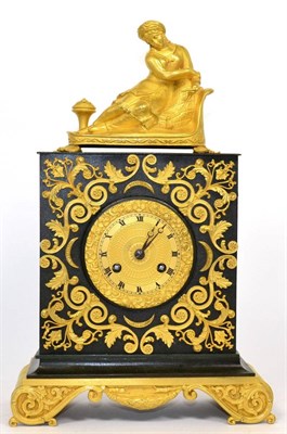 Lot 342 - A gilt metal striking mantel clock