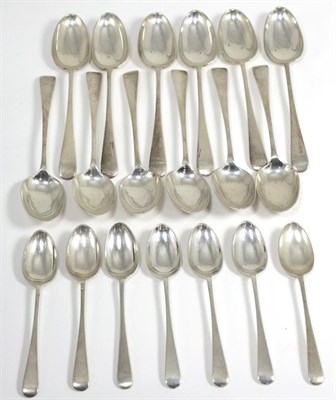 Lot 361 - A set of twelve James Dixon & Sons silver dessert spoons, together with a set of six matching...