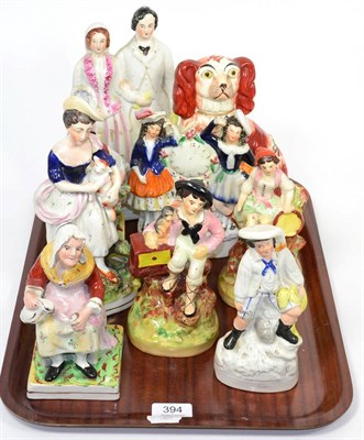 Lot 394 - Various Staffordshire figures and flat back figures, Staffordshire portrait figures of the...