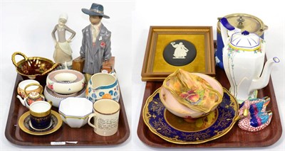 Lot 403 - Assorted ceramics including two Lladro figures; Herend group; Jasperware biscuit barrel; Grays...