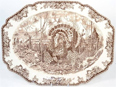 Lot 405 - A large transfer printed Wedgwood turkey plate ";His Majesty"