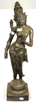 Lot 410 - A South East Asian patinated metal statue of Parvati