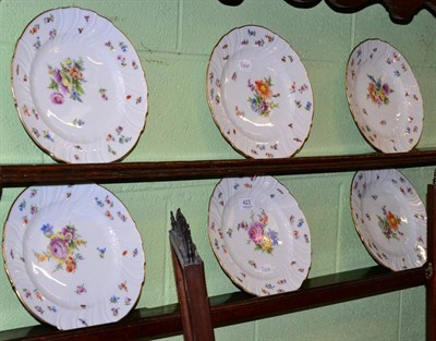 Lot 423 - A set of six continental floral painted plates