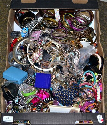 Lot 431 - A large quantity of costume jewellery, including bangles, bracelets and various necklaces, contents